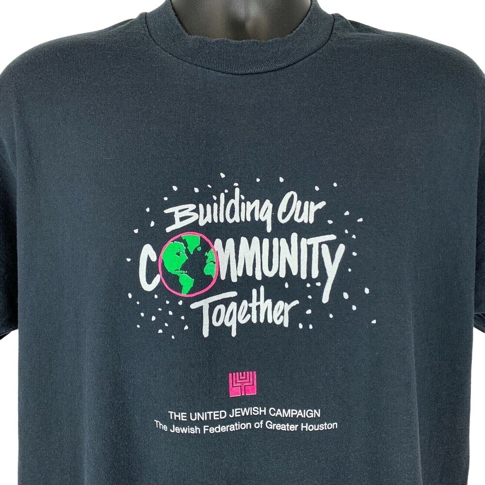 Vintage United Jewish Campaign T Shirt Federation Houston Texas Black L Large